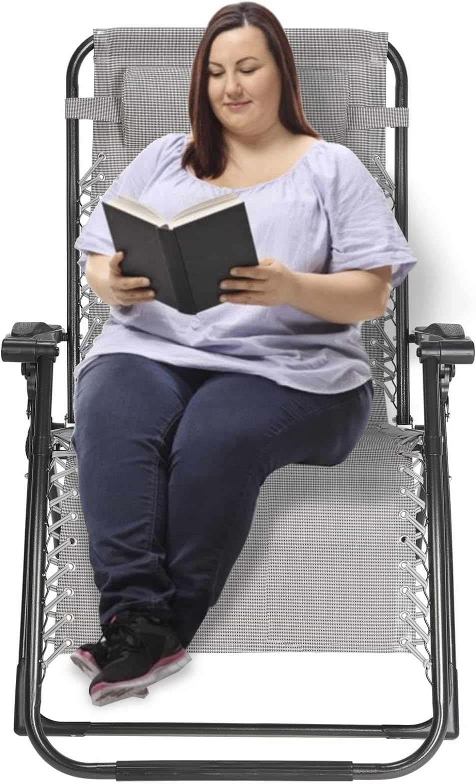 DQCHAIR Outdoor Reclining Zero Gravity Chair with Cup Holder, Extra