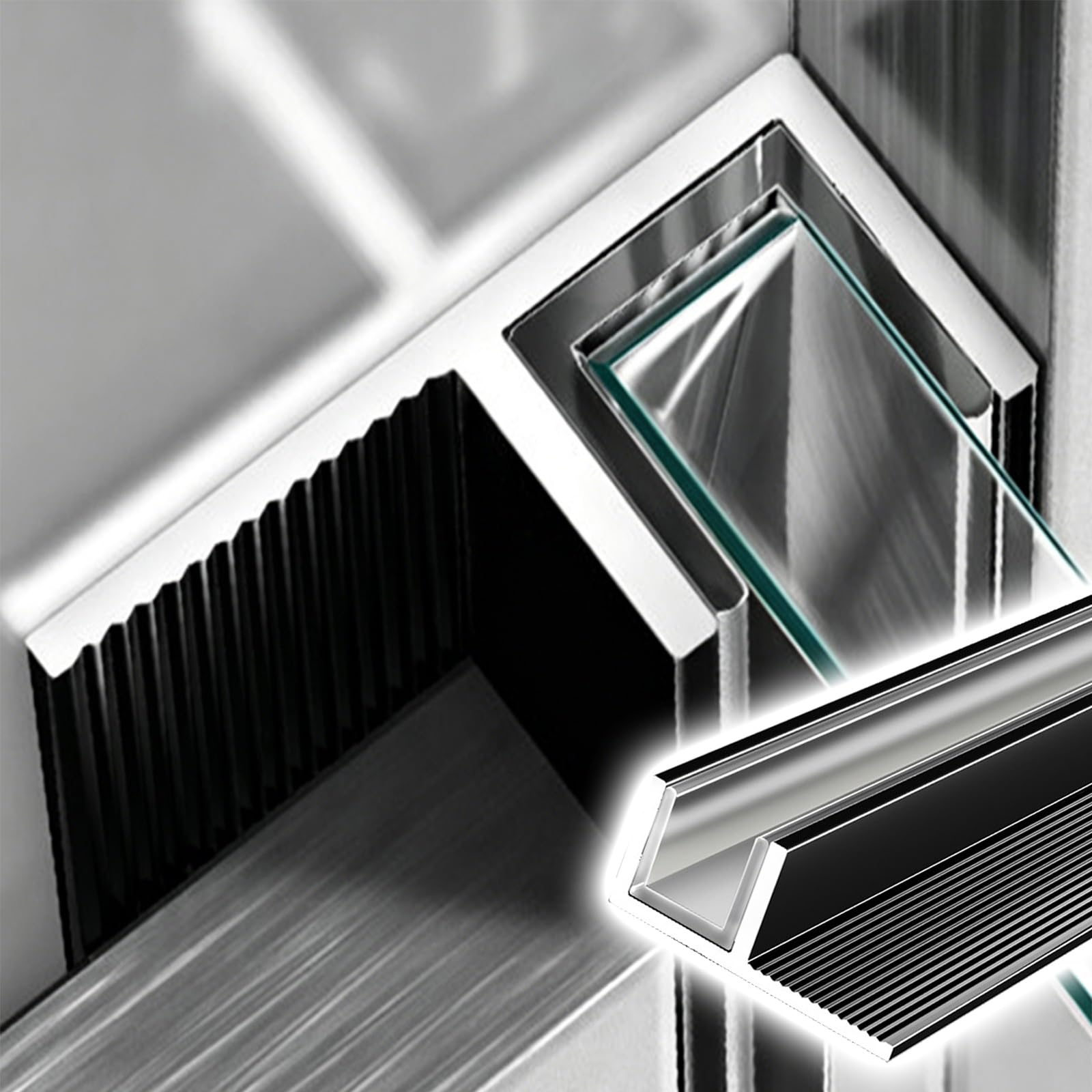 Profilé en u pour verre 10mm rail aluminium cloison de pièce et balcon de 1.7m