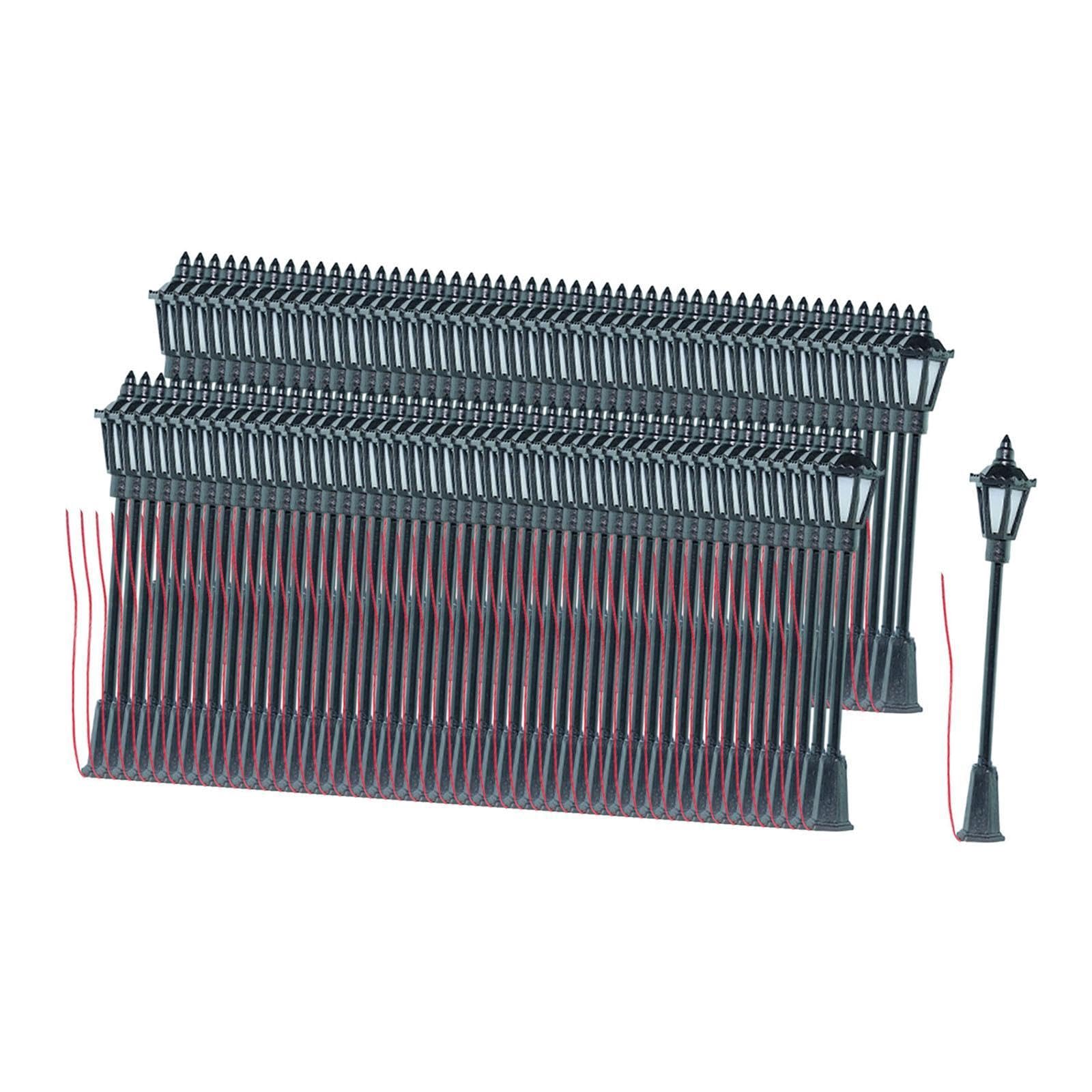 10 Stück Modellbahn Lampen Mini Straßenlaternen Modell Zubehör Europäisches Design Pp Material für Landschaftsgestaltung Modellbau Dioramen, 100 Stück
