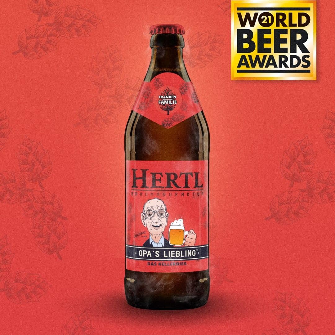 Hertl Holzträger Geschenkset Opa’s Liebling | 3 Flaschen Kellerbier + Glaskrug + Beanie + Zubehör | Braumanufaktur Hertl