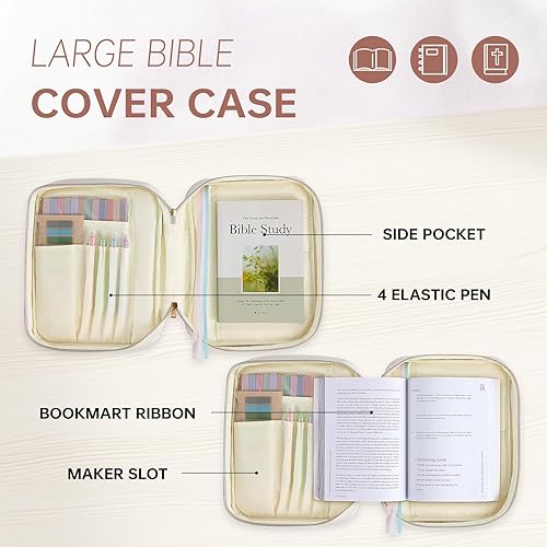 Miniatura 4 de Funda para la Biblia, funda para libro de la Biblia para mujer, funda de transporte de lona, protector de libros, fundas acolchadas de cuero vegano,