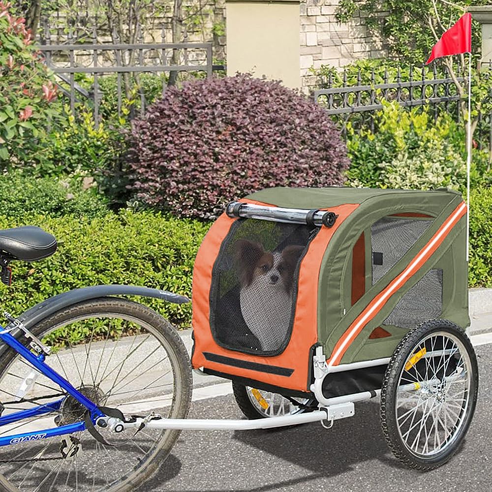 Homewell Fahrradanhänger für Hunde, faltbar, Fahrradanhänger für Ihre Haustiere, Fahrradträger, Reflektoren, Flagge