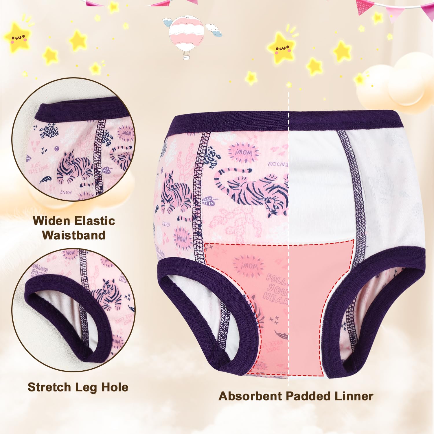 FLYISH DIRECT Calzones de Entrenamiento niño de Algodón Pañal de Aprendizaje Bragas de Aprendizaje 2-6 años - 3