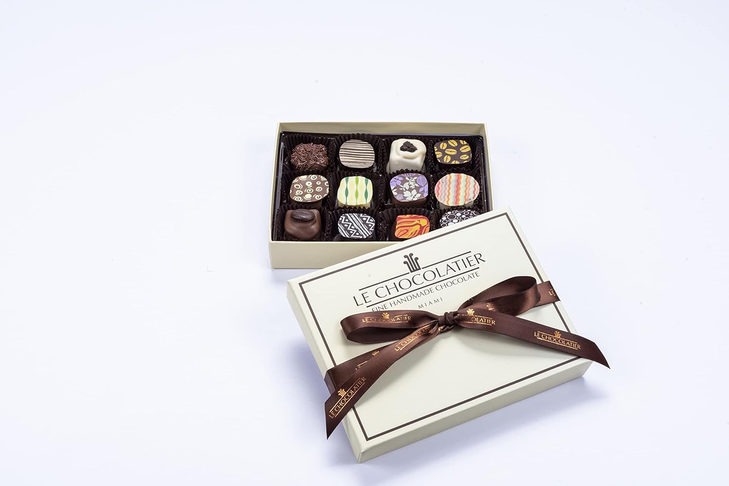 Le Chocolatier Signature Gourmet Assorted Chocolate Truffle Gift Box - Premium Chocolate Truffles Perfect for Gifts, Holidays, Birthdays, and Chocolate Lovers (Assorted Dairy (Milk, Dark, White), 12 Piece Box)