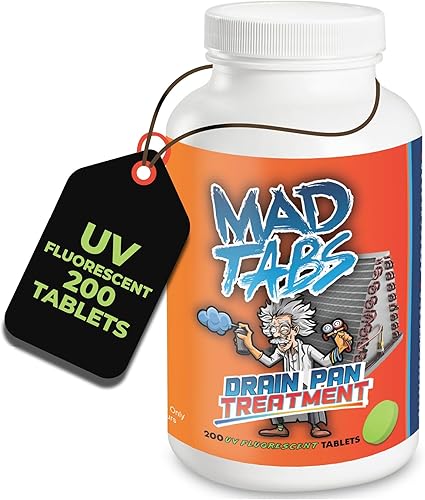 Mad Tabs - 200 tabletas neutralizadoras de condensado para drenaje, limpieza de línea de drenaje de CA, control de daños por agua de la
