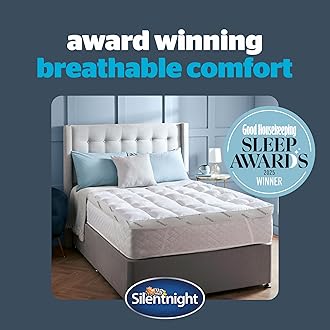 Silentnight Airflow 1000 King Mattress Topper - Extra Thick Deep Fitted Mattress Enhancer with 10cm Thick Cushioning, Mesh Sides to Increase Airflow and Elasticated Straps - King - 200x150cm