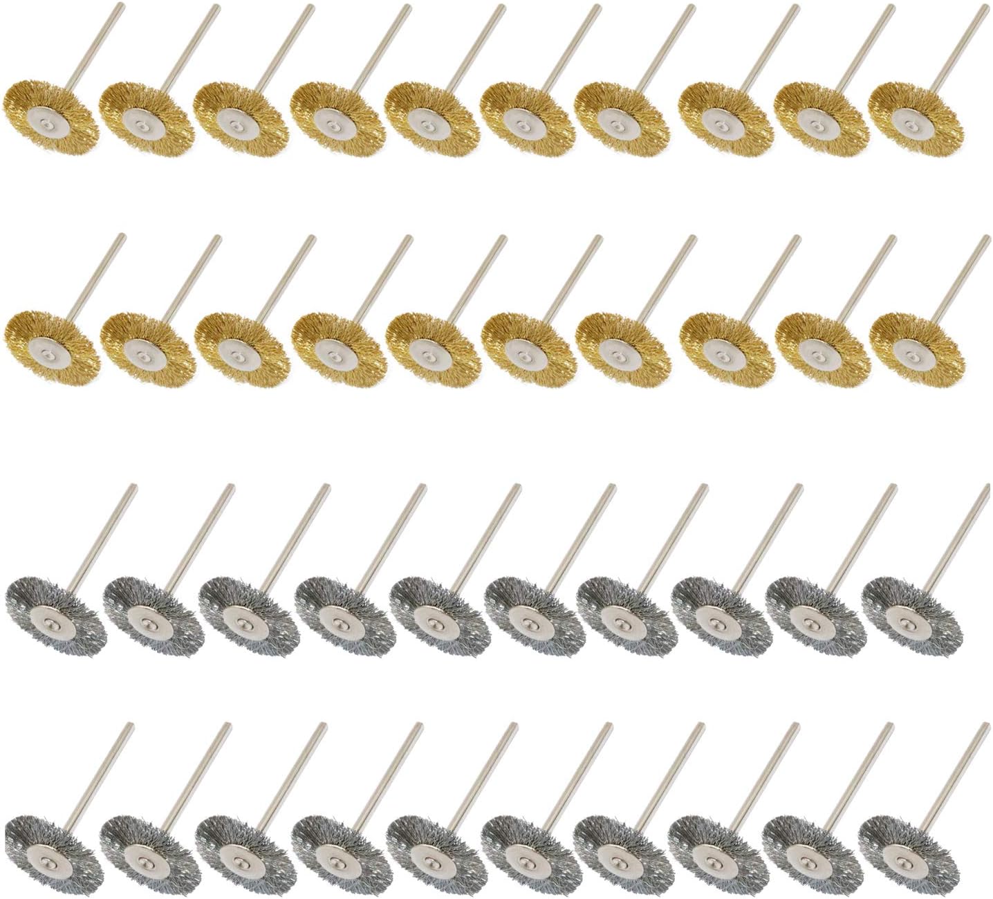 – 3mm Steel Brass Cleaning Cup Brushes Wire Brush Polishing Wheels Attachment for Grinder Rotary Tools 40 Pcs