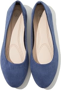 Shupua Flats for Women Round Toe Black Ballet Flats Dressy Work Shoes