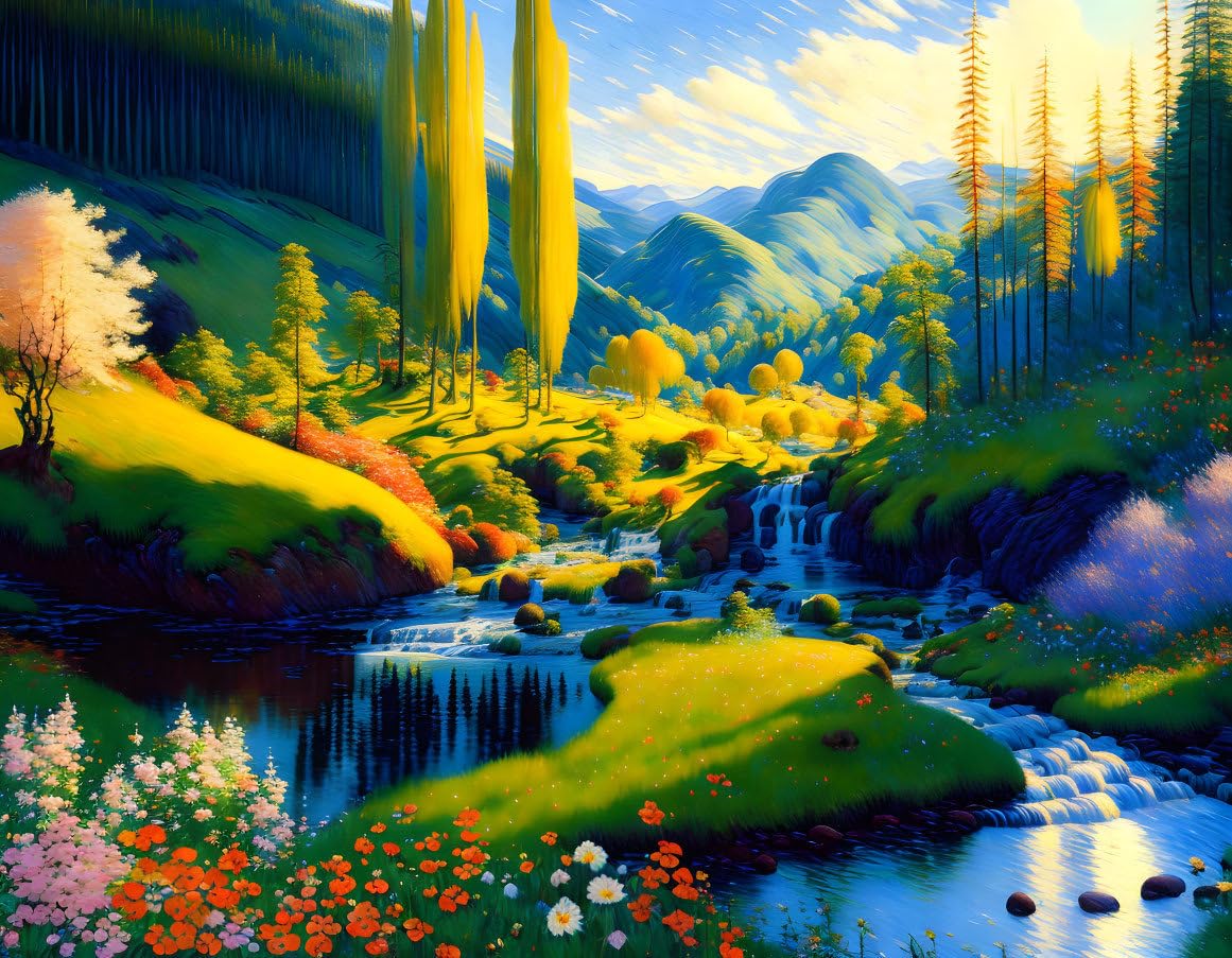 Toile Meechi vallée fleurie 50 x 70 cm à offrir pour une crémaillère - 4