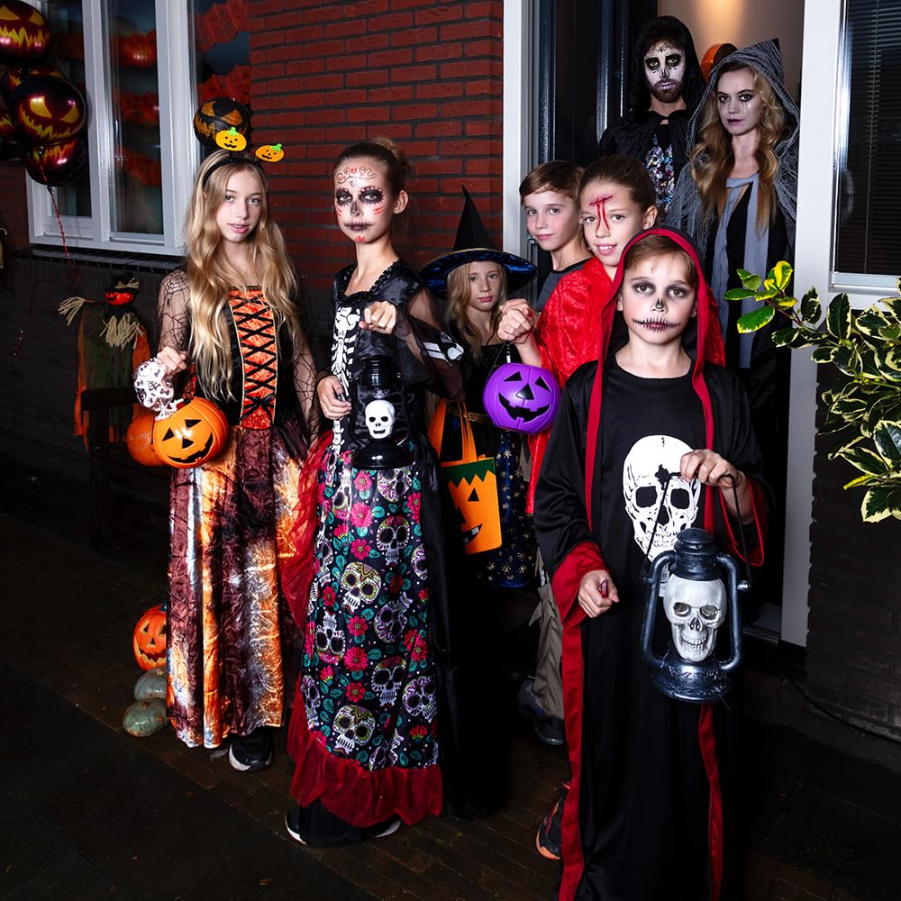 Boland - Kinder-Kostüm Totenkopf, langes Kleid mit Skelett-Motiv, Skeleton, Verkleidung, Halloween, Karneval, Mottoparty