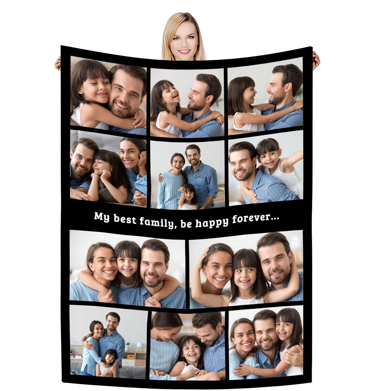 DSSHENGDS Custom Photo Blanket, Personalised Blanket, Gifts for Boyfriend, Girlfriend，Personalised Dad Gifts Idea for Dad from Daughter Son Kids, Best Dad Gifts-K-100 * 130CM — image 1