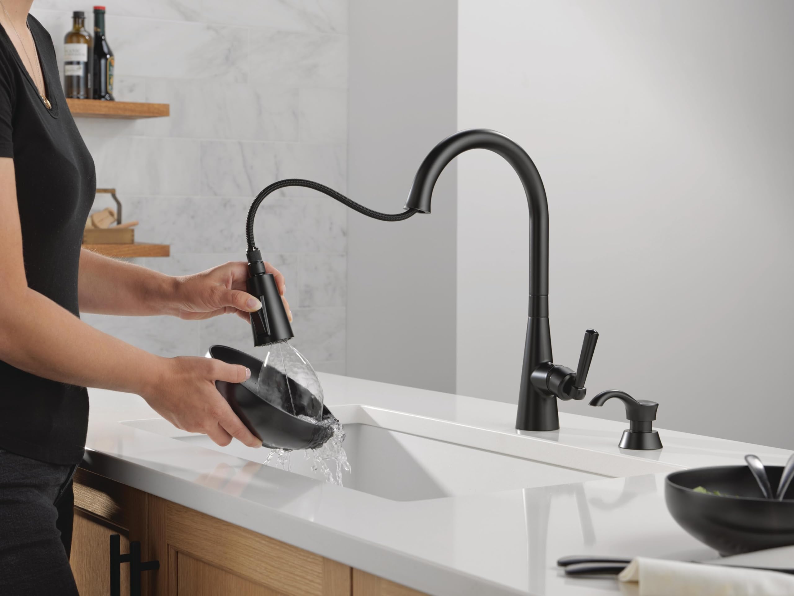 Delta Boyd Matte Black Kitchen Faucet with Pull Down Sprayer and