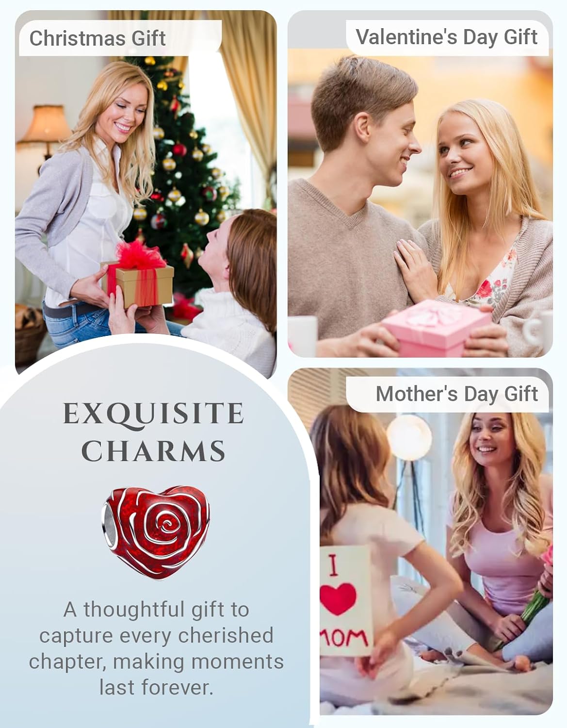 925 Sterling Silver Christmas Beads Charms for Bracelets Necklaces, Elk Turtle Butterfly Firefly Infinity Snowflake Santa Love Dangle Pendant Valentine's Day Birthday Charms Jewelry Gift for Women - Image 5