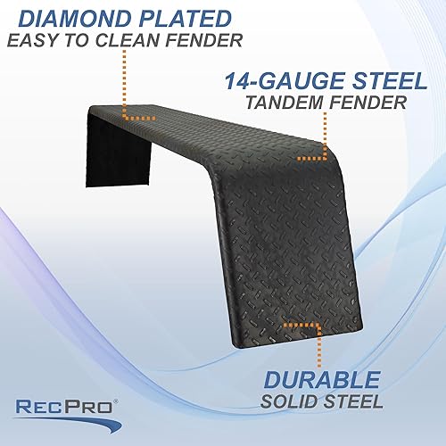 Miniatura 7 de RecPro Guardabarros de remolque de acero de calibre 14 de diamante, eje tándem para remolque de 10 x 72 x 13 pulgadas, 2 guardabarros  Fabricado en
