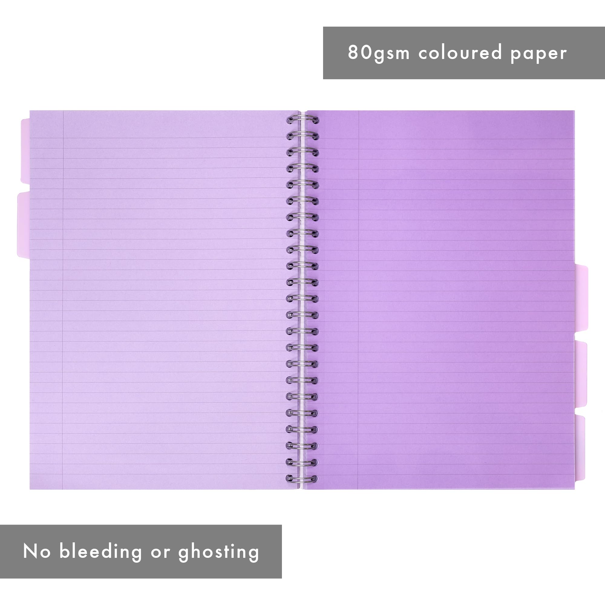 Pukka Pad Irlen - Quaderno per progetti formato A4, confezione da 3, 200 pagine, 100 fogli di carta a righe e colorata 80 g/m² e 5 divisori riposizionabili, progettato per difficoltà di percezione