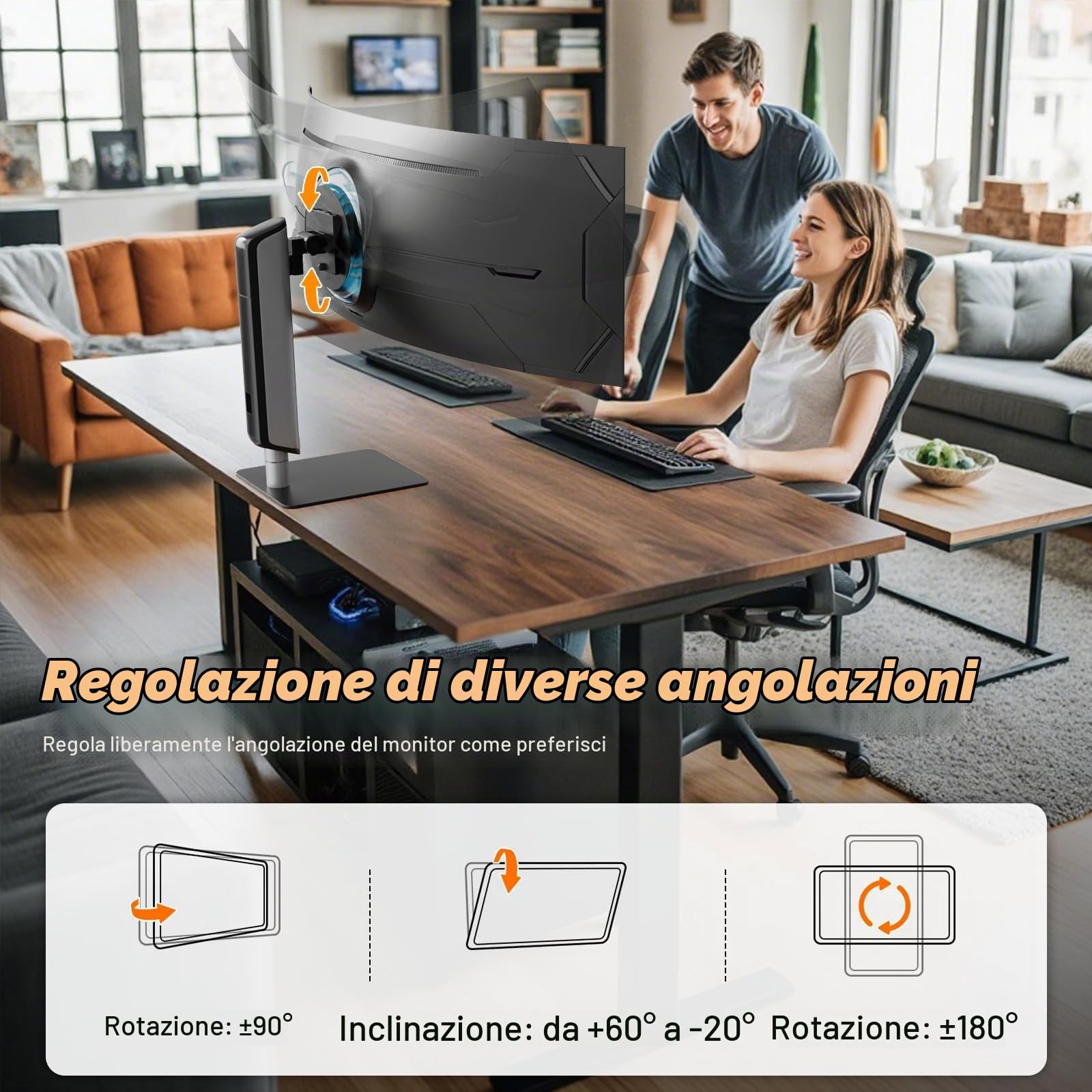 PUTORSEN Supporto per monitor indipendente per schermo da 17 a 49 pollici fino a 18 kg, ultra ampio supporto per monitor 1 monitor, regolabile in altezza, inclinabile, VESA 75/100 mm