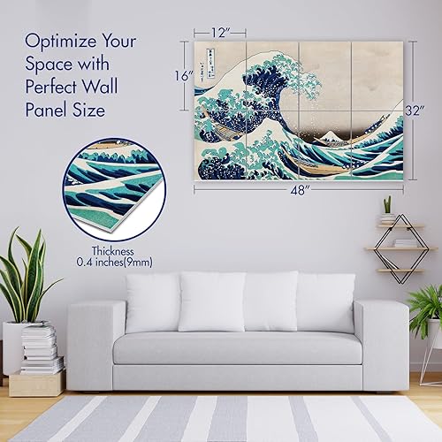 Miniatura 2 de PINWELIFE Ukiyo-e_The Great Wave - Paneles acústicos para pared, a prueba de sonido, para el hogar y la oficina, amortiguadores decorativos con