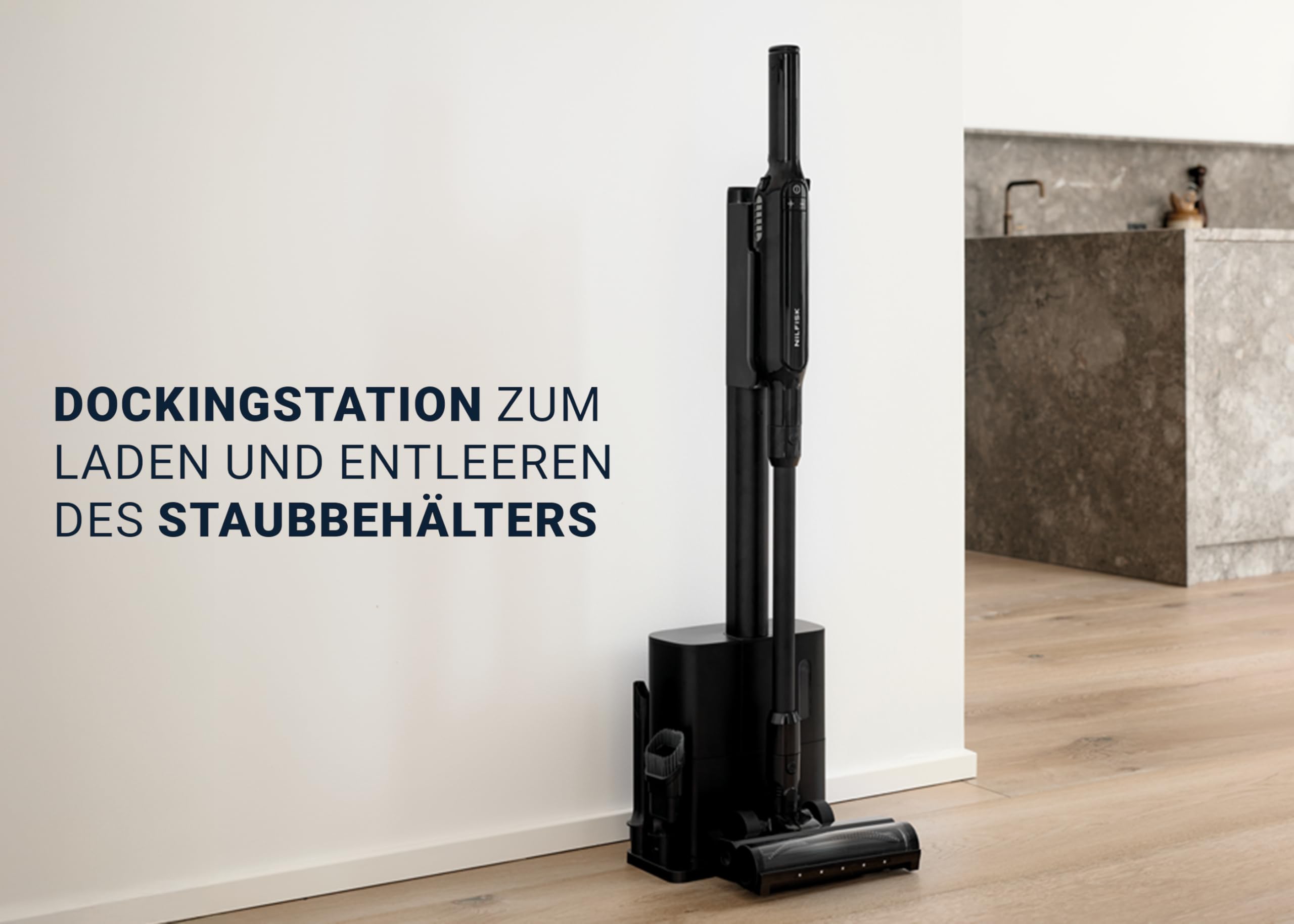 Nilfisk Move Akku-Staubsauger mit Ladestation – 2-in-1 Leichter Stiel- und Handstaubsauger (Schwarz)