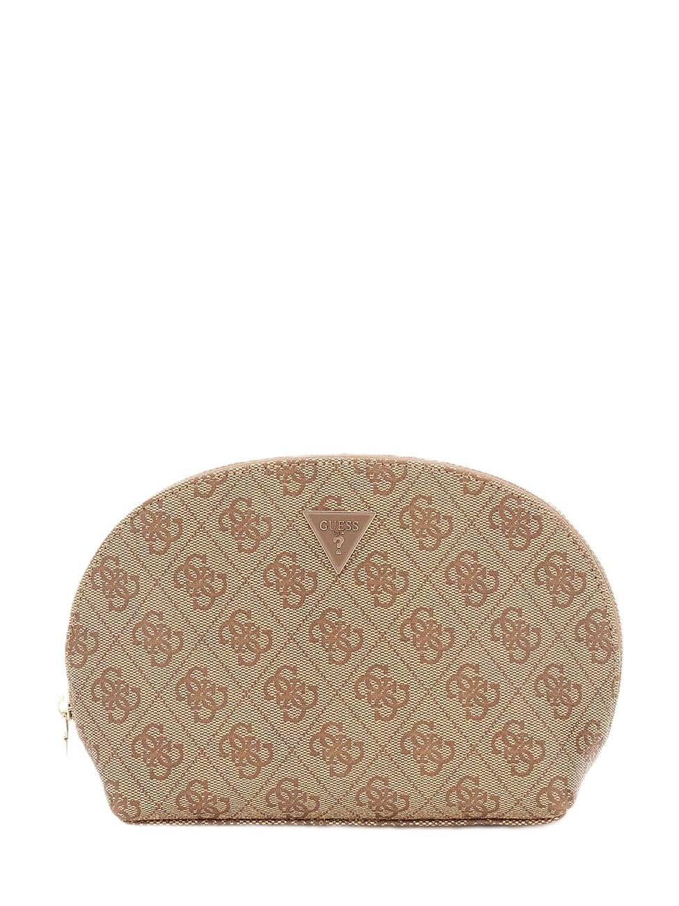 GUESS Zamira Dome Cosmetic Pouch Latte Logo