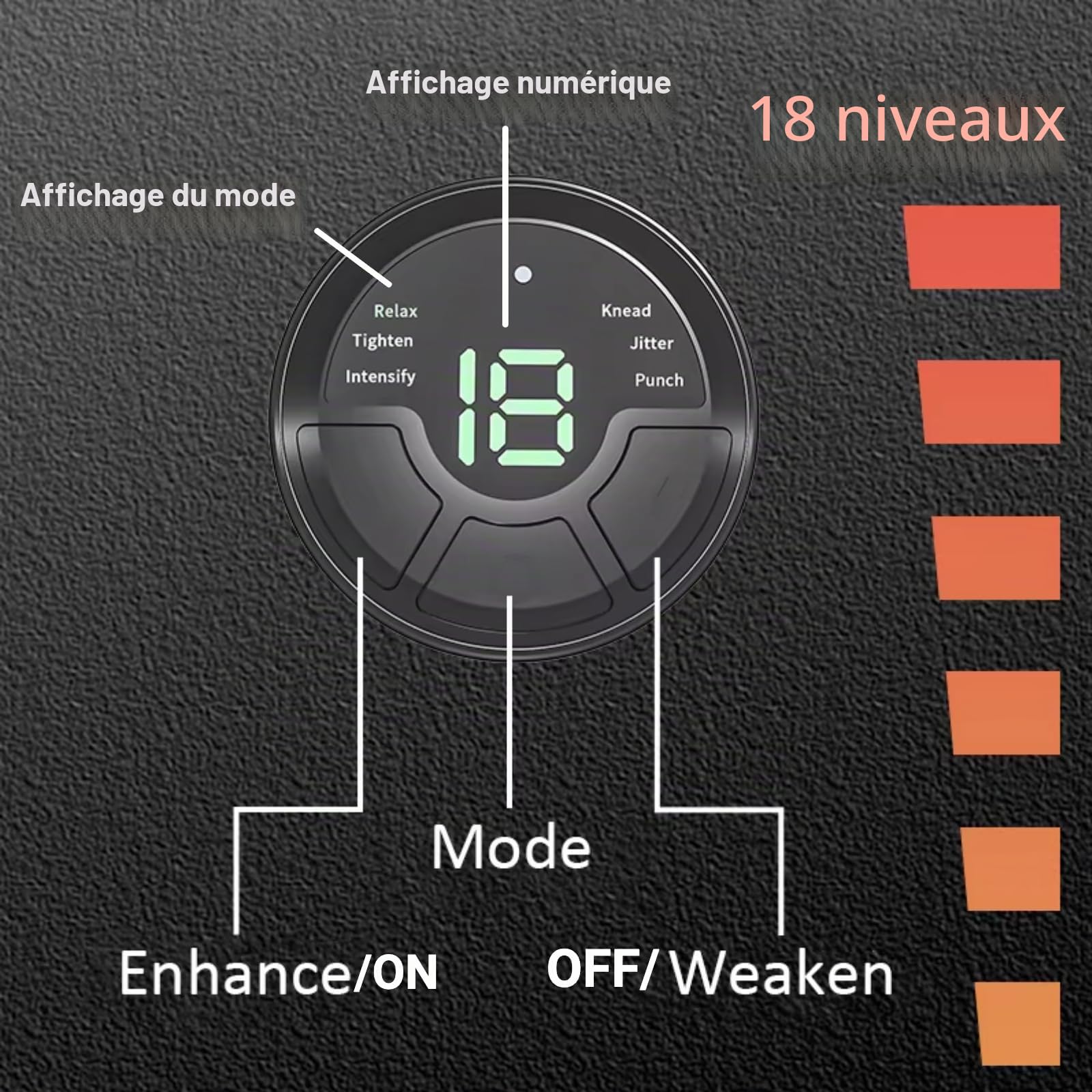 Ceinture d'électrostimulation musculaire EMS pour abdominaux et ceinture abdominale | 6 modes, 18 niveaux d'intensité, ceinture abdominale réglable de 118 cm | Appareil de fitness rechargeable par USB