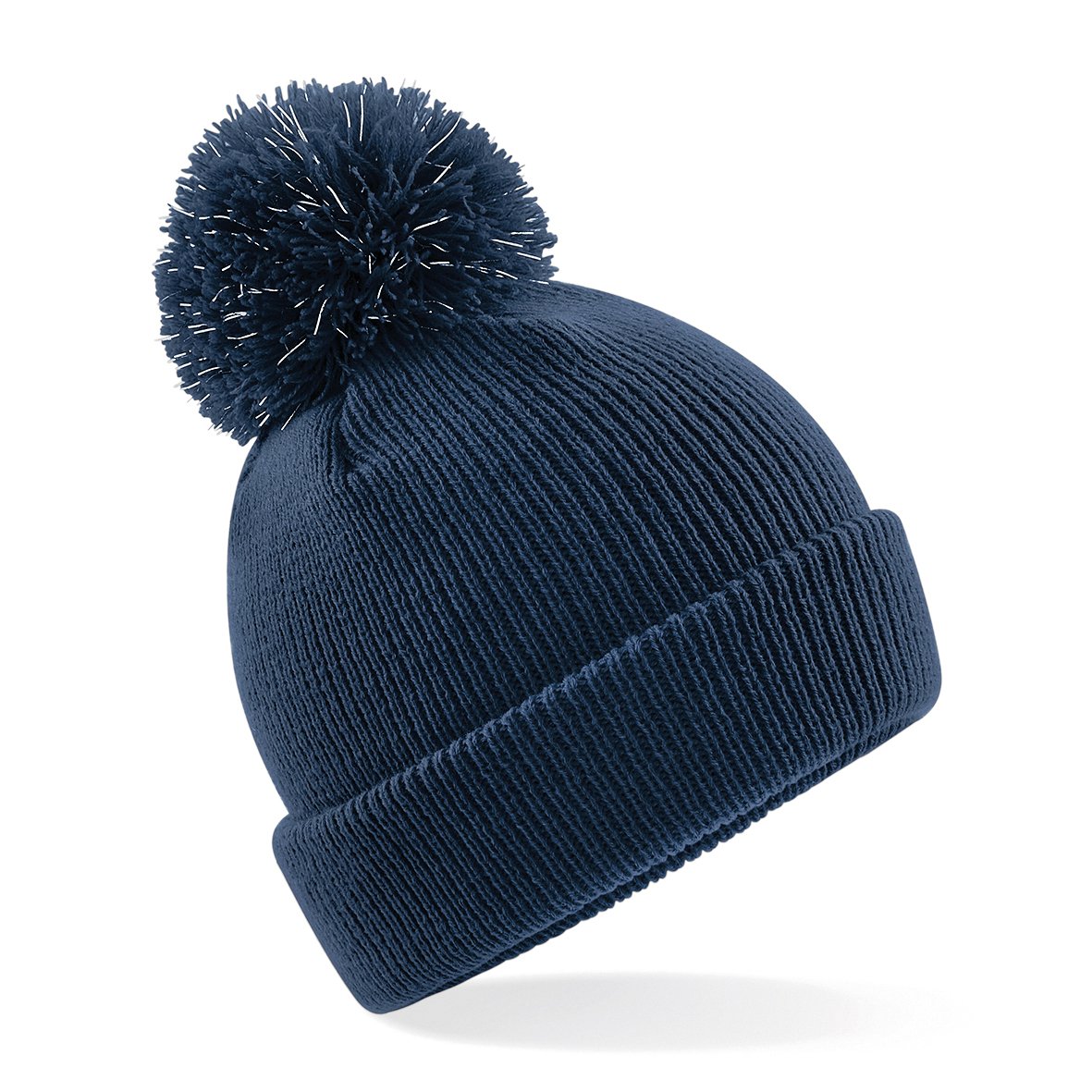 Beechfield Unisex Kids Reflective Bobble Beanie French Navy