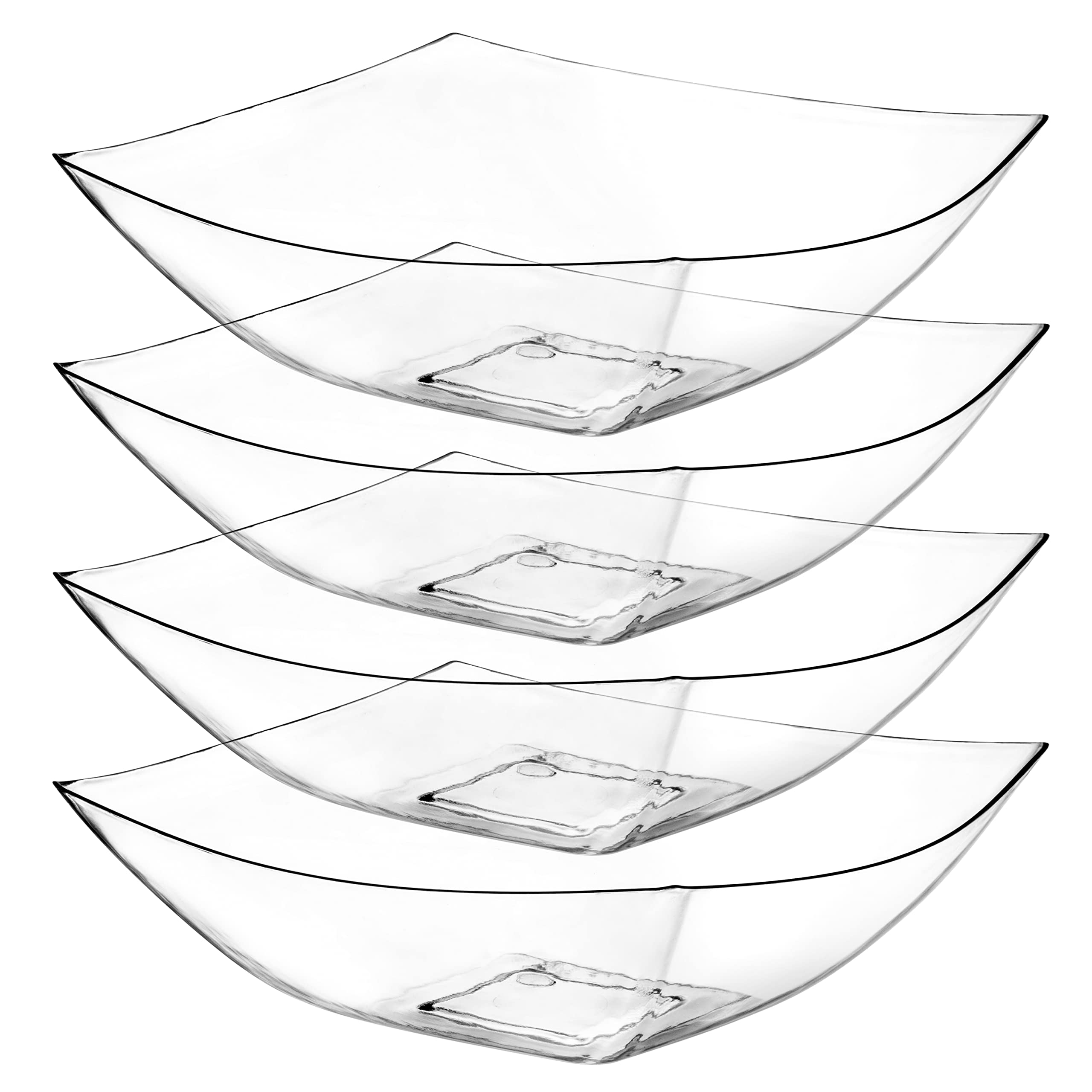 Posh Setting - Clear Plastic Serving Bowls for Party (64oz - 4 Pack) Square Bowls, Disposable Chip Bowls, Candy Bowls for Party Table, Salad & Fruit Bowls for Party, Candy Containers for Candy Buffet