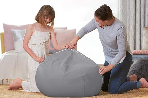 Miniatura 170 de Aubliss - Funda para organizar juguetes de felpa, se convierte en un puf cuando se rellena Se convierte en un puf para niños cuando está lleno. Aqua