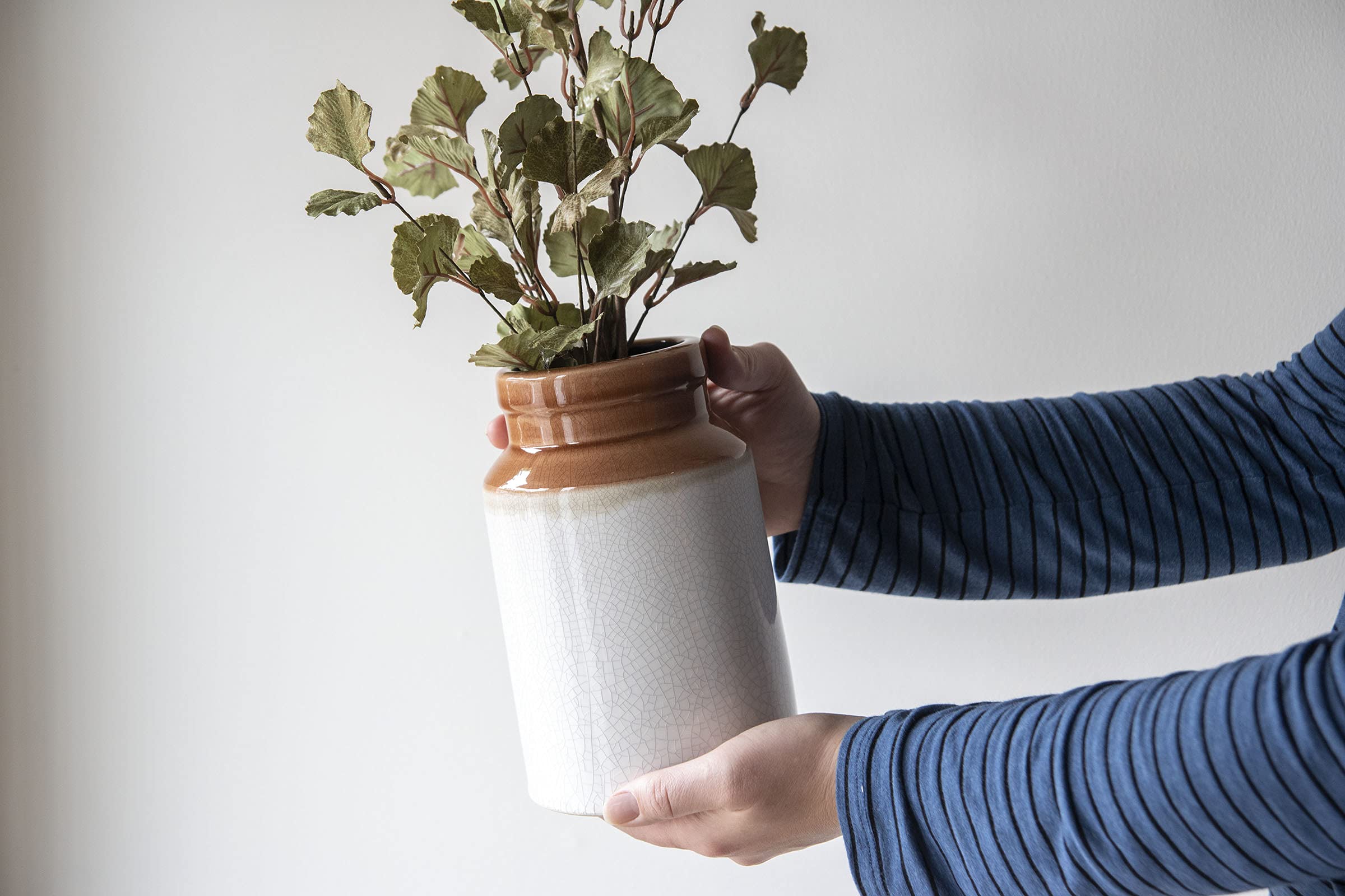 Amazon.co.jp: Foreside Home & Garden 白と茶色のひび模様 セラミック