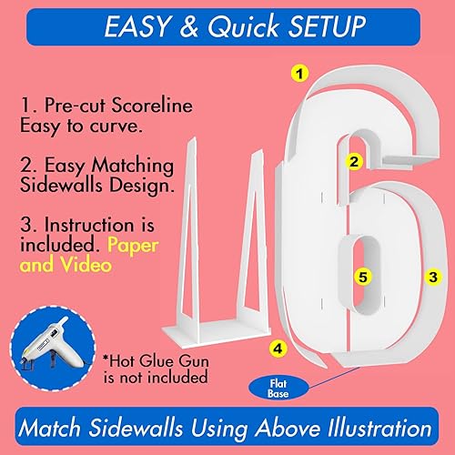 Miniatura 3 de Marco de números iluminados de marquesina de 4 pies, marco de marquesina gigante números 6, números de mosaico para globos, decoraciones de