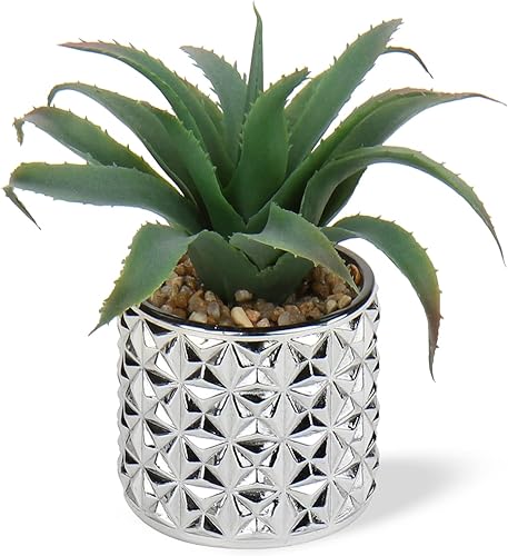 Briful Pequeñas suculentas artificiales en macetas de 6.5 pulgadas de alto, plantas falsas realistas en macetas para decoración del hogar y la