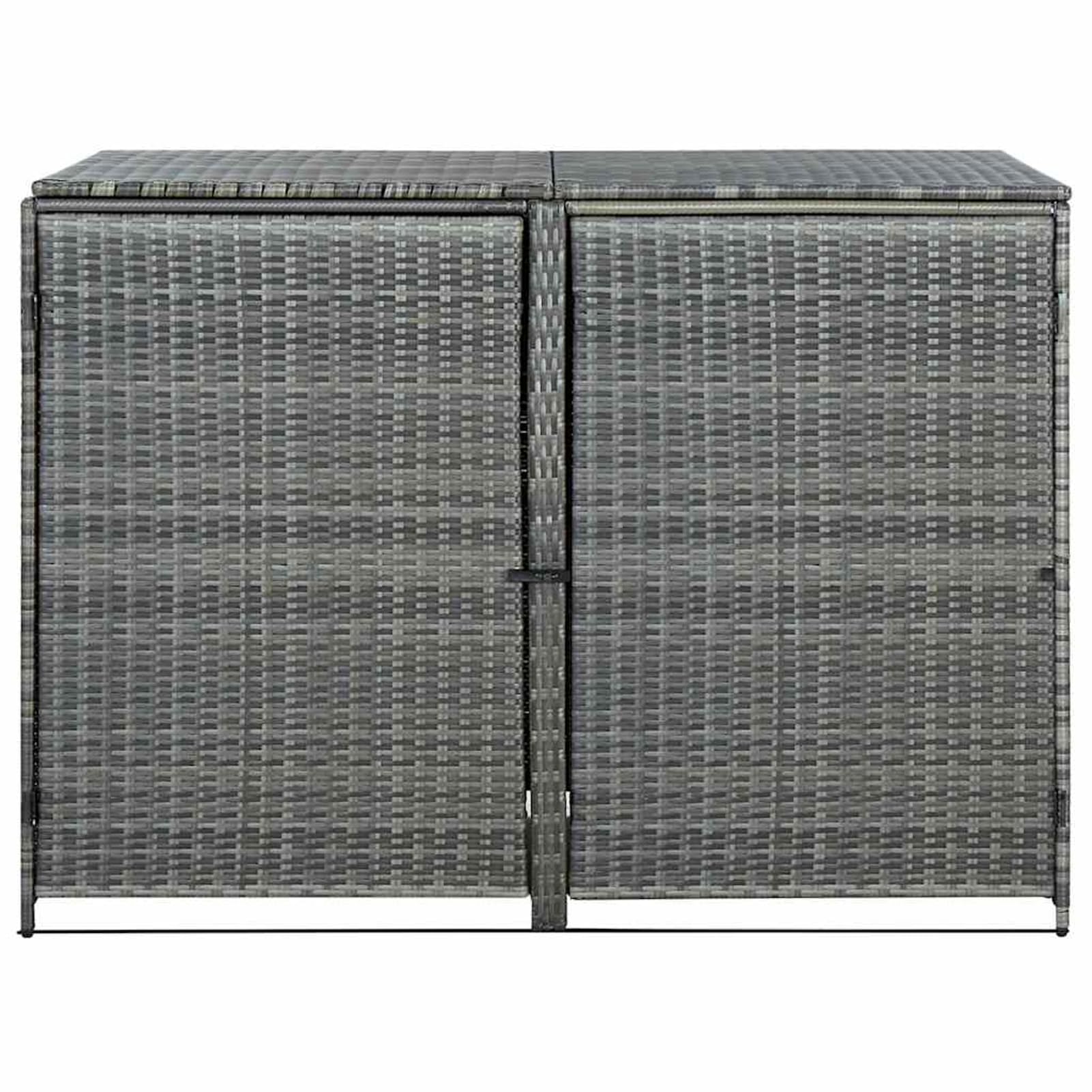 Gecheer Mülltonnenbox für 2 Tonnen Poly Rattan Anthrazit 148×77×111 cm mit Deckel und Schließsystem für Gartenlagerung