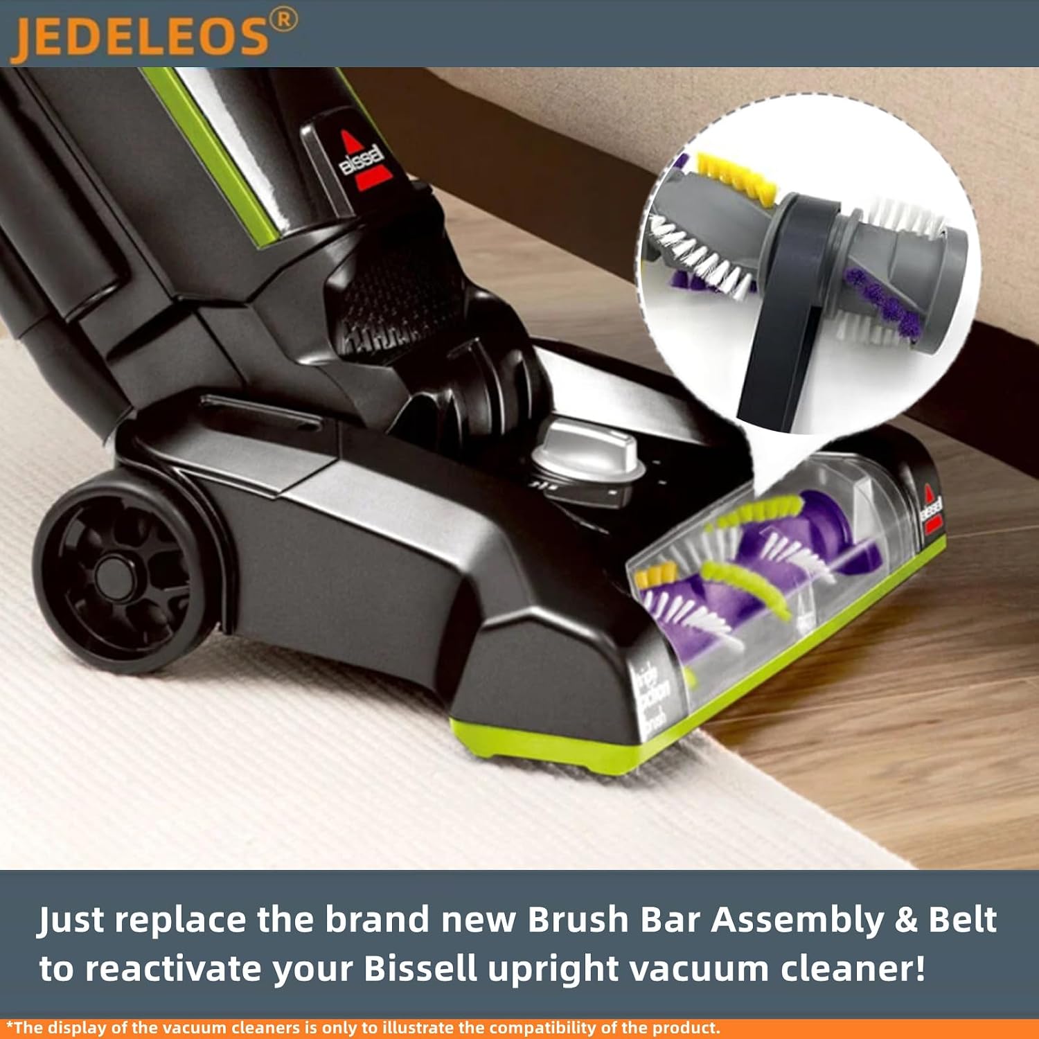 JEDELEOS Brush Roll Belt for Bissell 2252 2253 2254 22543 2255 2256 2258 2259 2260 2316 2489 24899 1327 1333 Powerlifter and CleanView Swivel Rewind Pet Vacuum Replace Parts No.1604545 & 1611230
