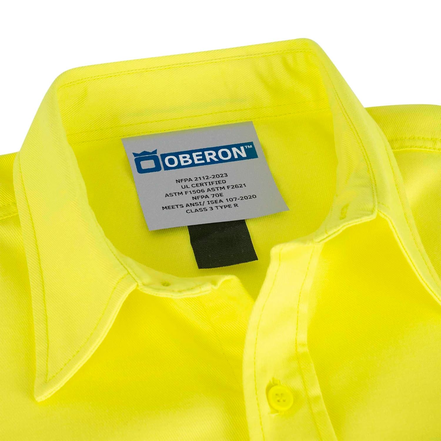 Oberon FR Arc Rated Hi Vis Button-Up Safety Shirt For Men - Flame Resistant & Reflective - 10 Cal - Class 3 - Hi Vis Yellow - Image 13