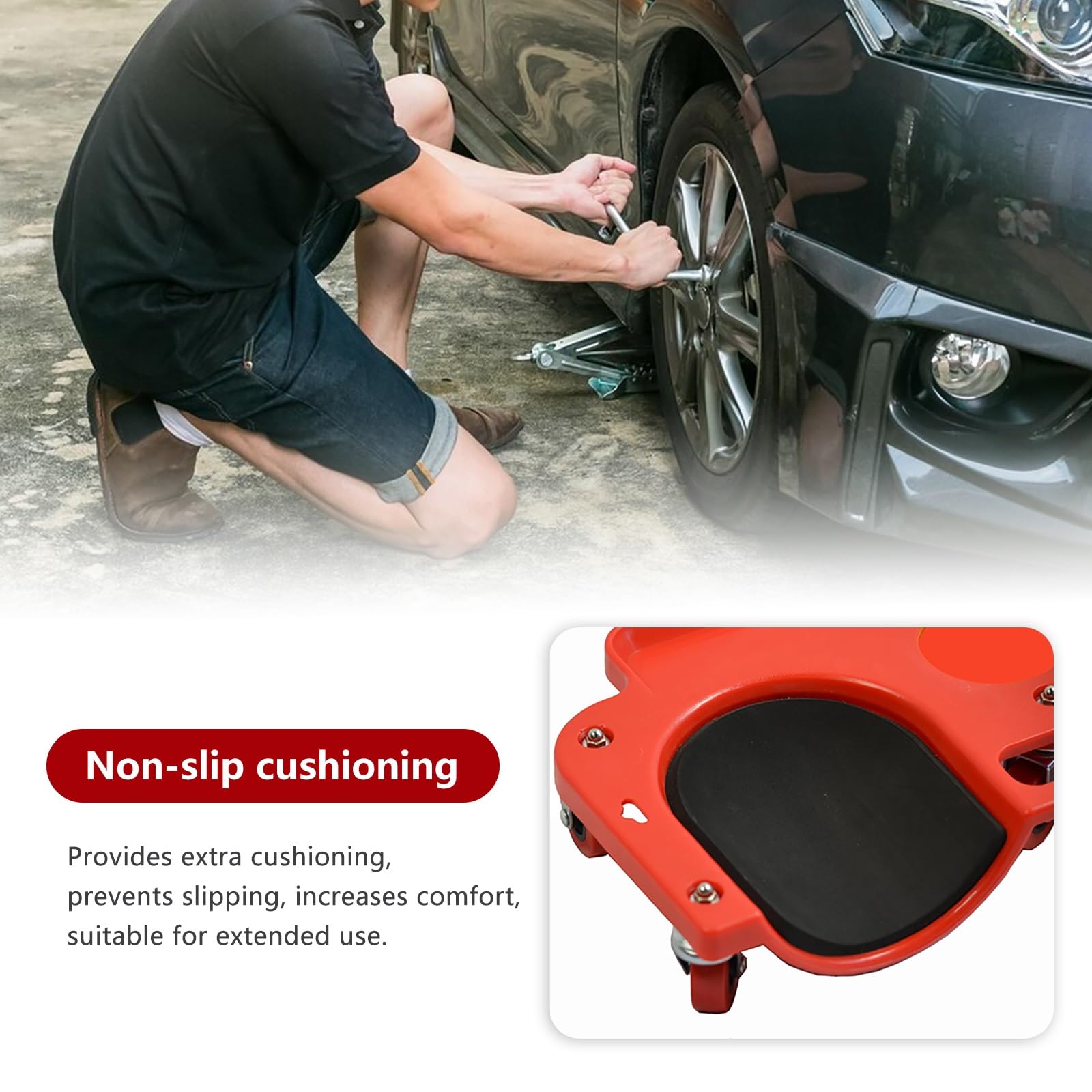 Rolling Knee con Portautensili Ginocchiere da Lavoro Facile da Usare E Forte capacità di Carico Adatta per Piastrellatura Riparazione Auto Manutenzione Giardinaggio
