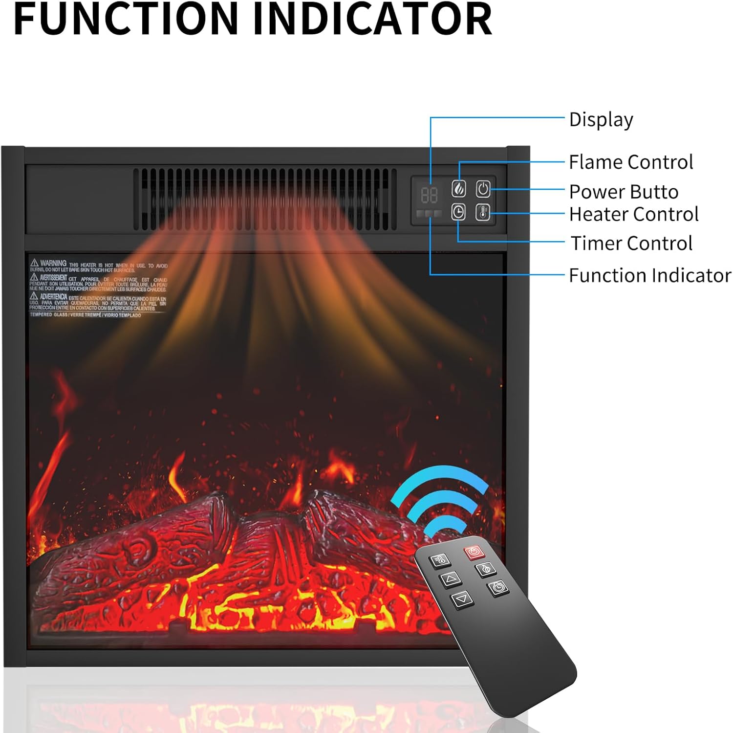 Electric Fireplace TV Stand, 50" Fireplace Console with Curved Profile Design, Electric Fireplace Entertainment Center with Storage, Console with Fireplace and Remote Control, White