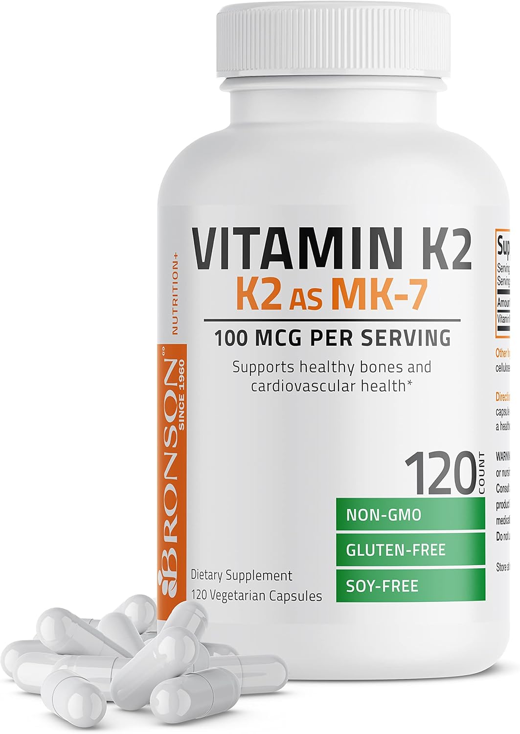 Bronson Vitamin K2 as MK7 Menaquinone 100 mcg NonGMO, 120