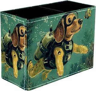 Pen Holder for Desk, Diving Dog Pencil Organizer Makeup Brush Holder, Office Decor and Desk Accessories, Office Organization, Teacher Supplies