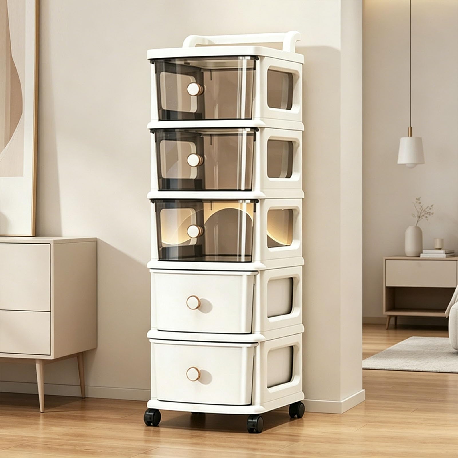 Carrello Portaoggetti Mobile con Cassetti, Organizer con Ruote for Camera da Letto, Soggiorno, Bagno, Cucina, Ufficio