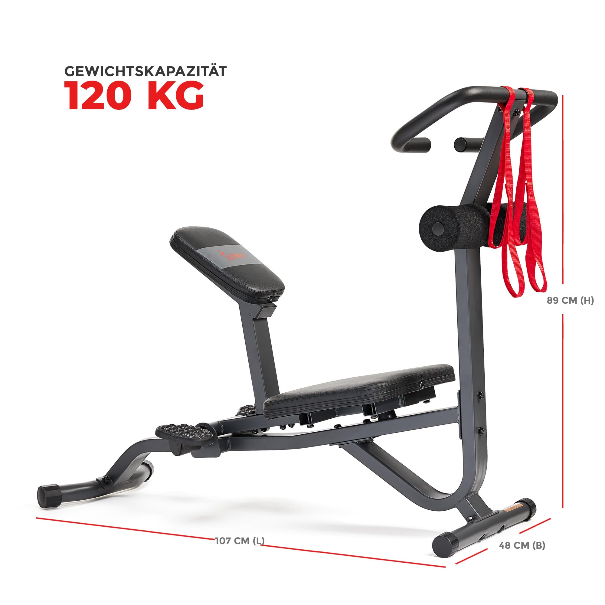 Sunny Health & Fitness Klappbar Roman Chair, Back Hyperextension Bench | Verstellbar Height, Trainiert Rücken, Bauch und Core, Heimtraining, 115-120 kg Belastbarkeit, Verbessert Flexibilität