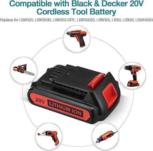 Miniatura 2 de LBXR20 20V 3.0Ah Reemplazo para batería de litio Black and Decker 20V LB20 LBX20 LBXR20-OPE LBXR2020-OPE LB2X4020-OPE LBXR20B-2 LST220 LST300, con