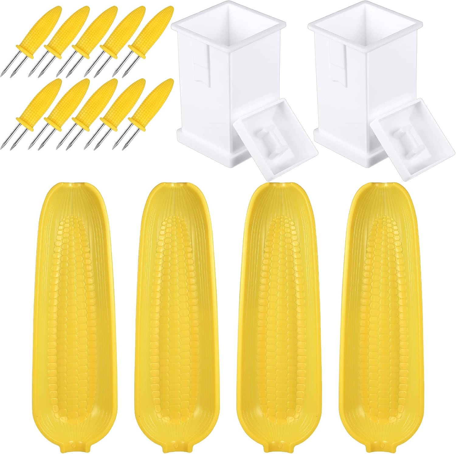 16 Pieces Corn Cob Holders Corn Dishes and Butter Spreader Set Kits includes 10