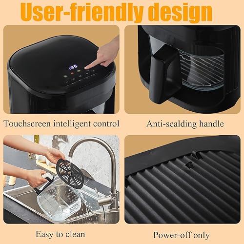 Miniatura 7 de Versátil freidora de aire de vidrio 6 en 1 y horno tostador, capacidad de tamaño familiar de 4.7 cuartos de galón. Disfruta de resultados crujientes
