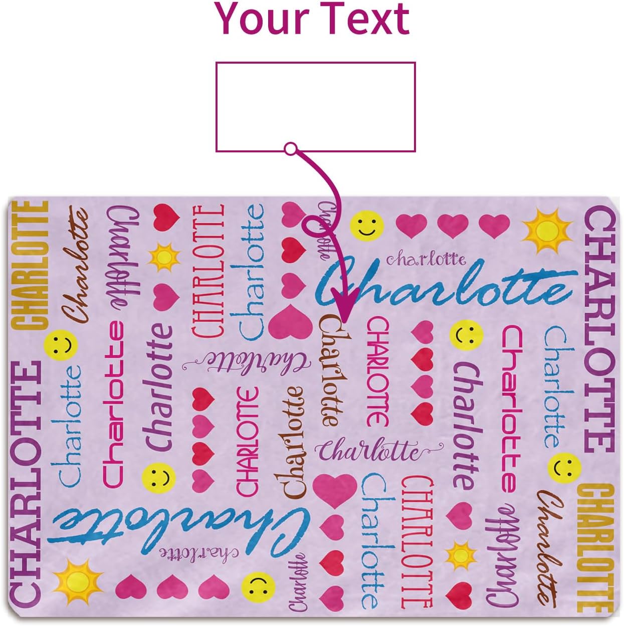 Custom Baby Rug Playing Mat Crawling Rug Personalized Bedroom Decoration Floor Area Rugs Nursery Mats for Baby Girl Boy Unisex Toddlers Pink Purple(40"x60")