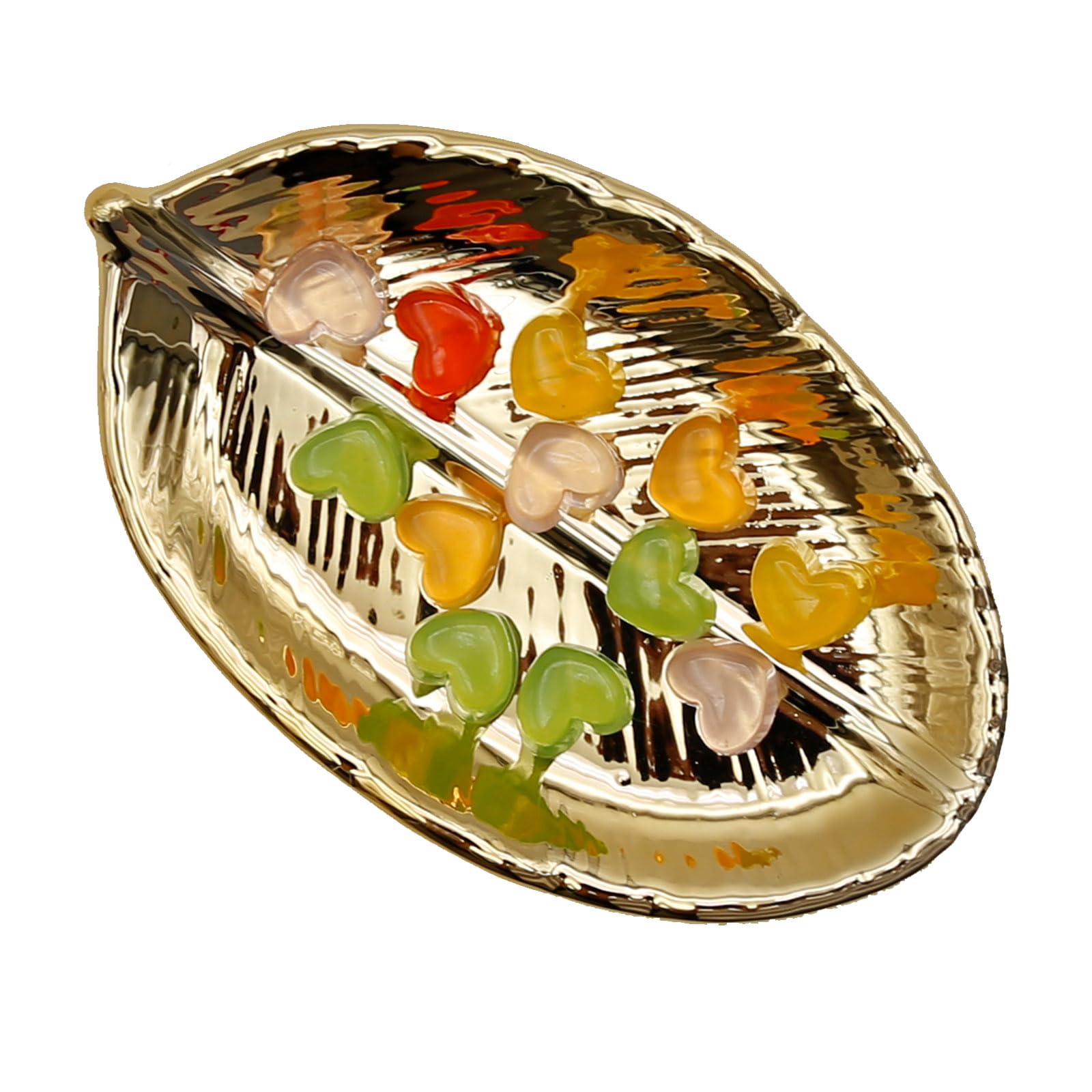 2 Vassoi Portagioie Foglia Dorata E Argentata - Ceramica, Per Anelli, Collane, Decorazione - Foto 6