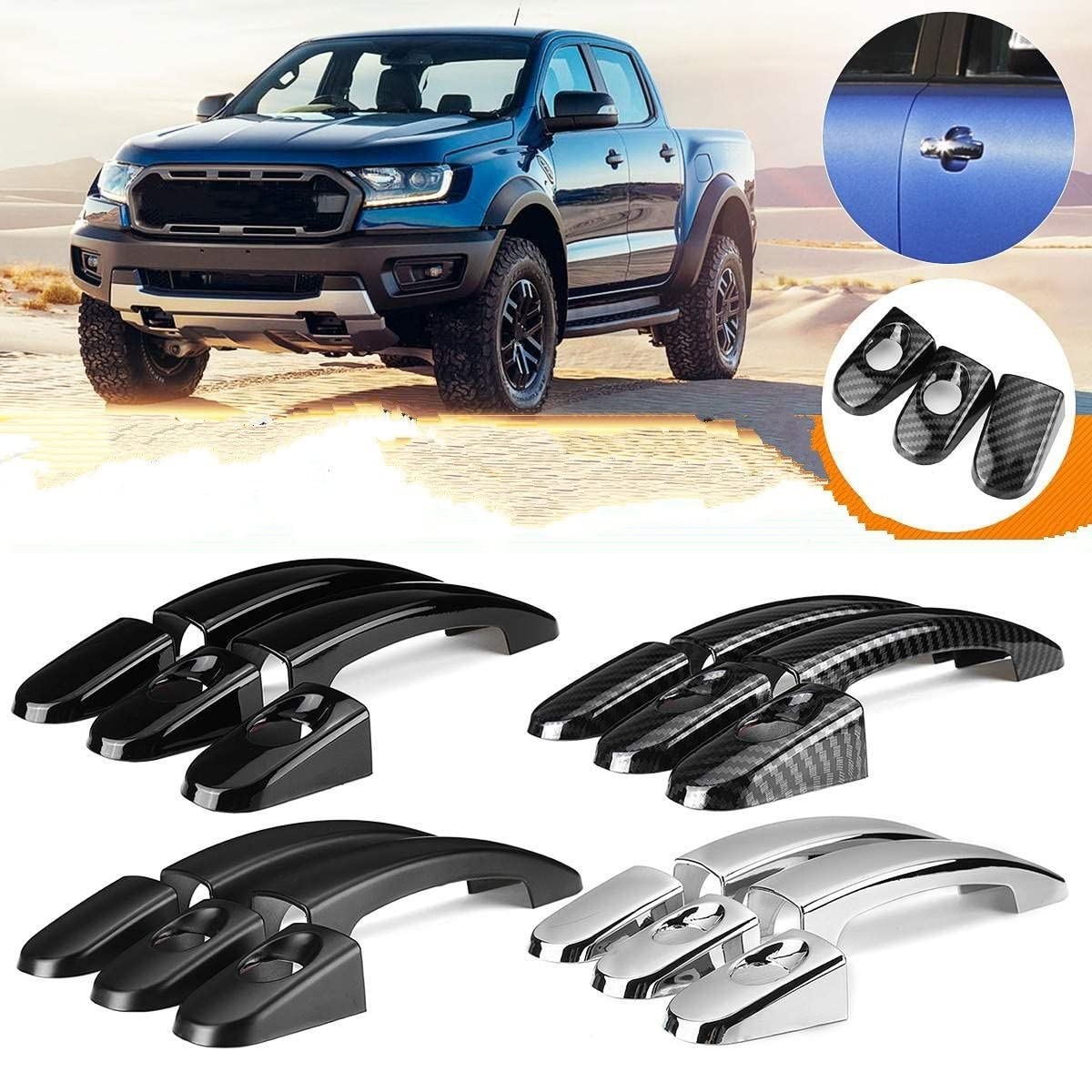 Generisch Autotürgriff Für Ford für Ranger 2012-2019 5Pcs Auto Außentür Griff Abdeckung Trim 2 Tür(Chrome)