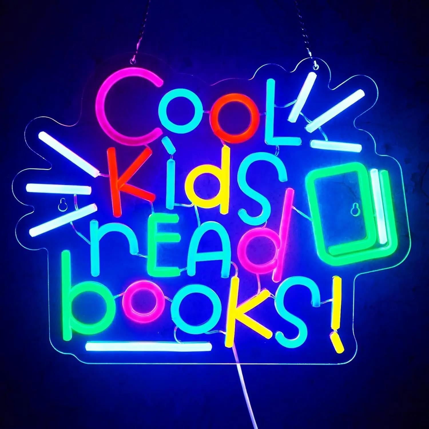 XENITE Luces Art Decoration Christmas Letrero De Neón Niños Leyendo Libros Para Biblioteca, Dormitorio, Hogar, Aula, Decoración, 48.6x40cm