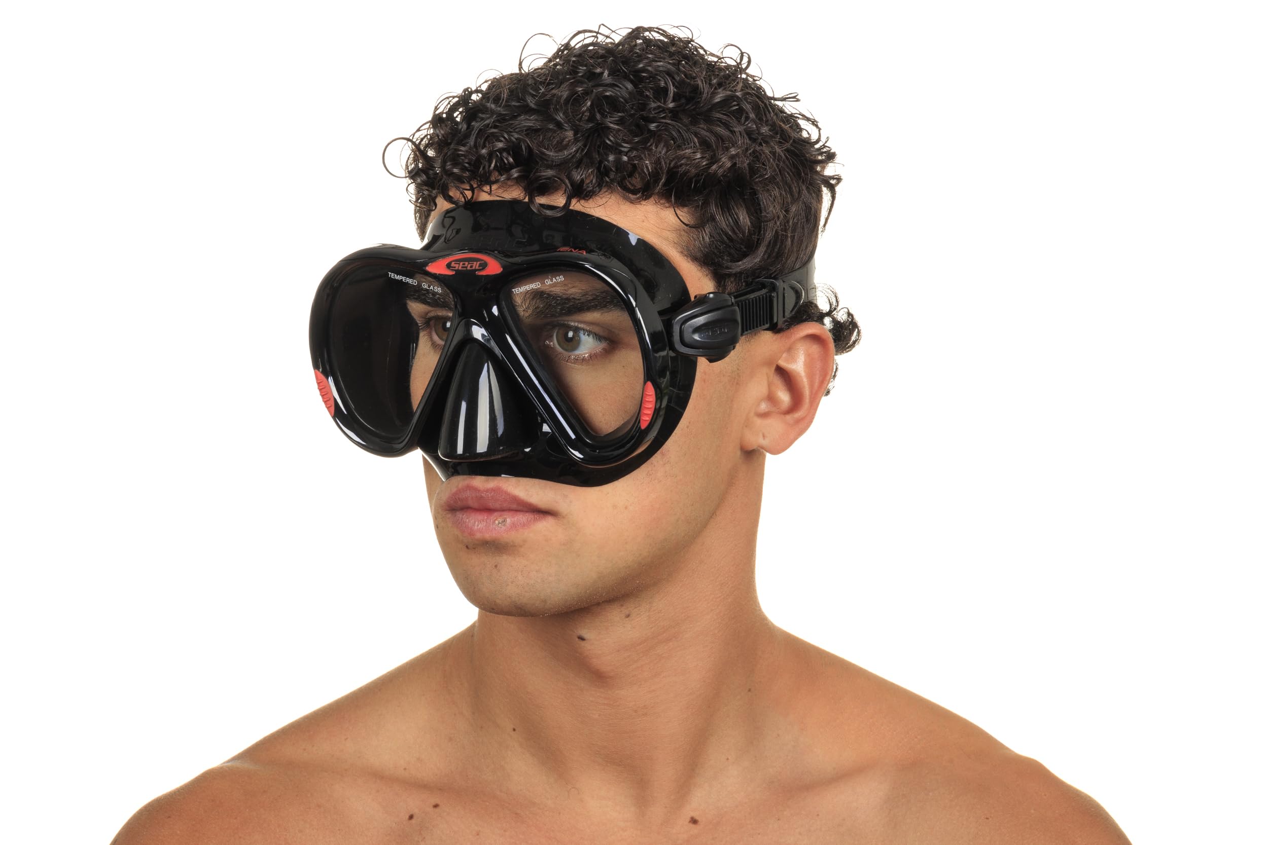 SEAC Iena – Máscara de Snorkel de Silicona, Doble Lente de Vidrio Templado de 3 mm, Ajuste Rápido