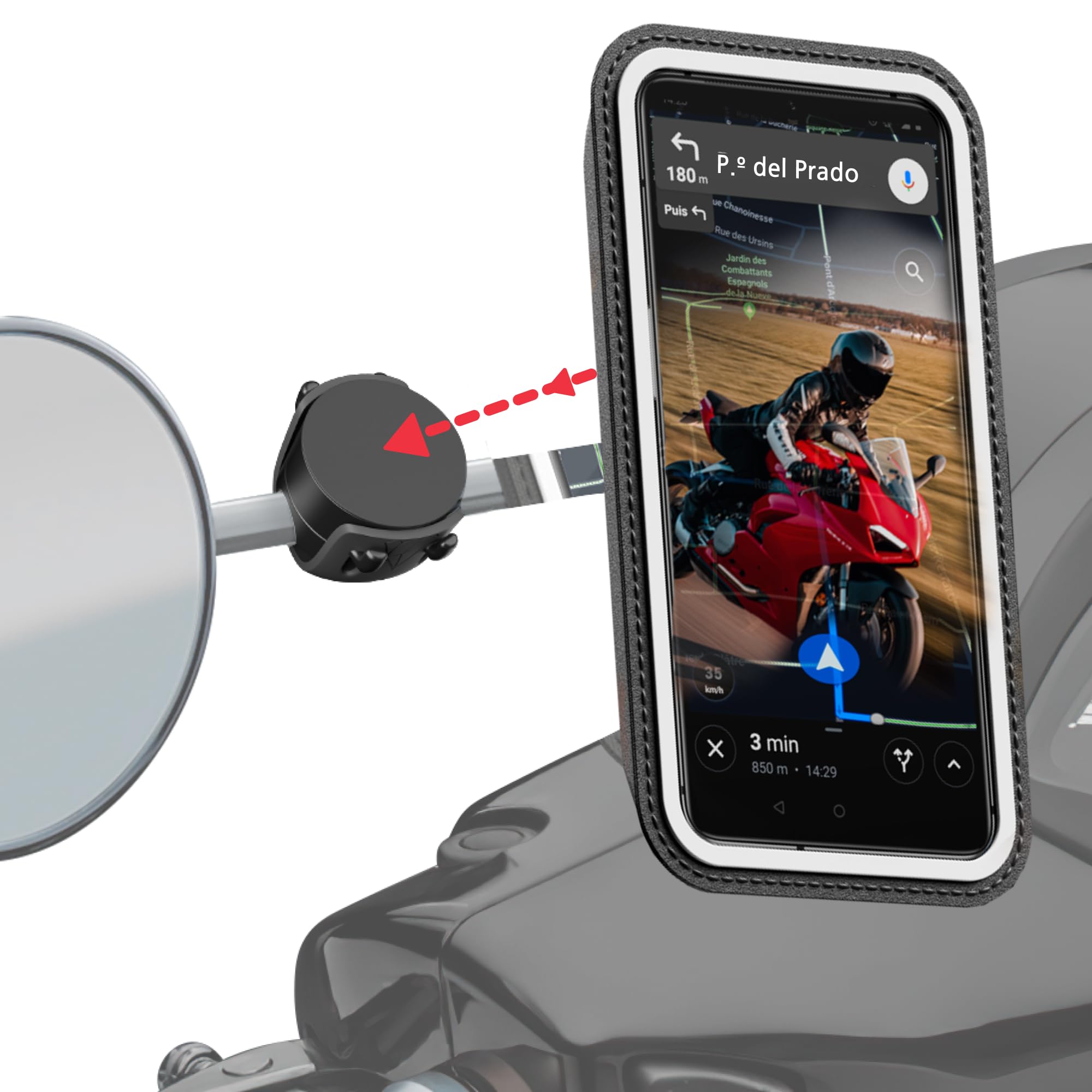SHAPEHEART, Soporte Magnético Universal y Antivibracion para Móvil de Moto y Scooter. Impermeable para Espejo