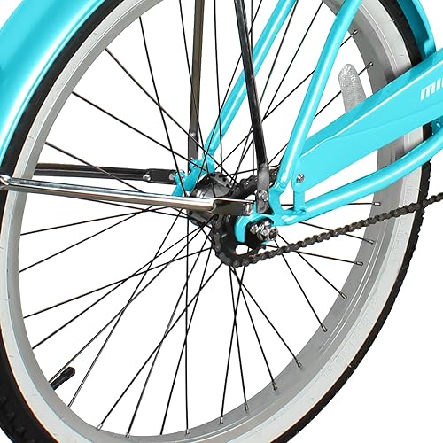 Vista 135 de MICARGI Bicicleta híbrida para adultos de 24/26 pulgadas, bicicleta híbrida de 1/7 velocidades para mujeres, hombres, personas mayores, bicicleta