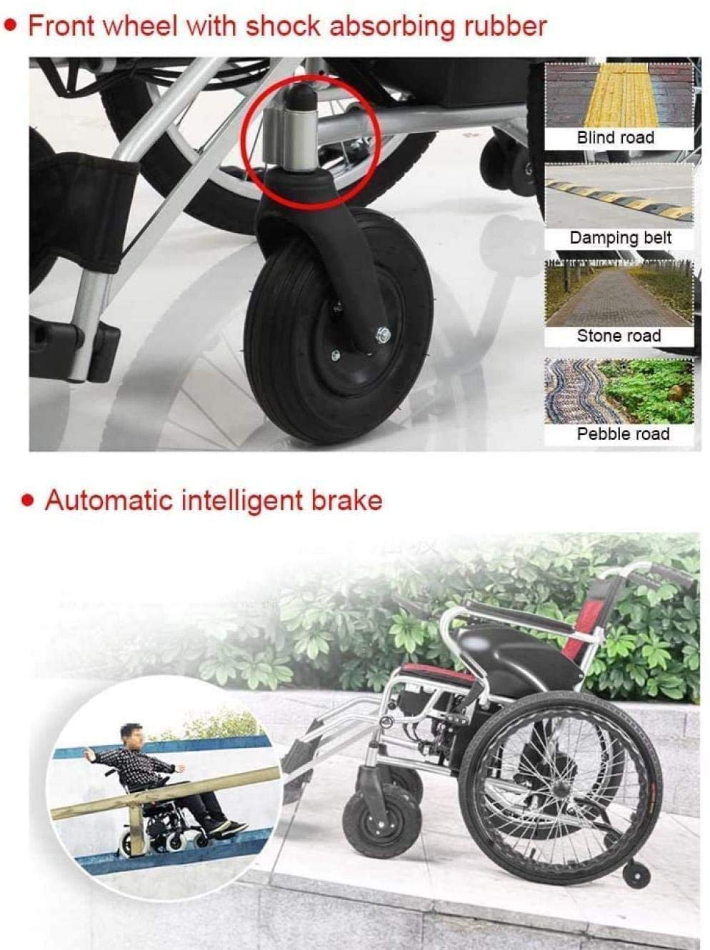 Sedia a rotelle Pieghevole, Sistema di Controllo Doppio della Sedia a rotelle elettrica, Doppio Motore Elettrico Manuale Leggero per Anziani